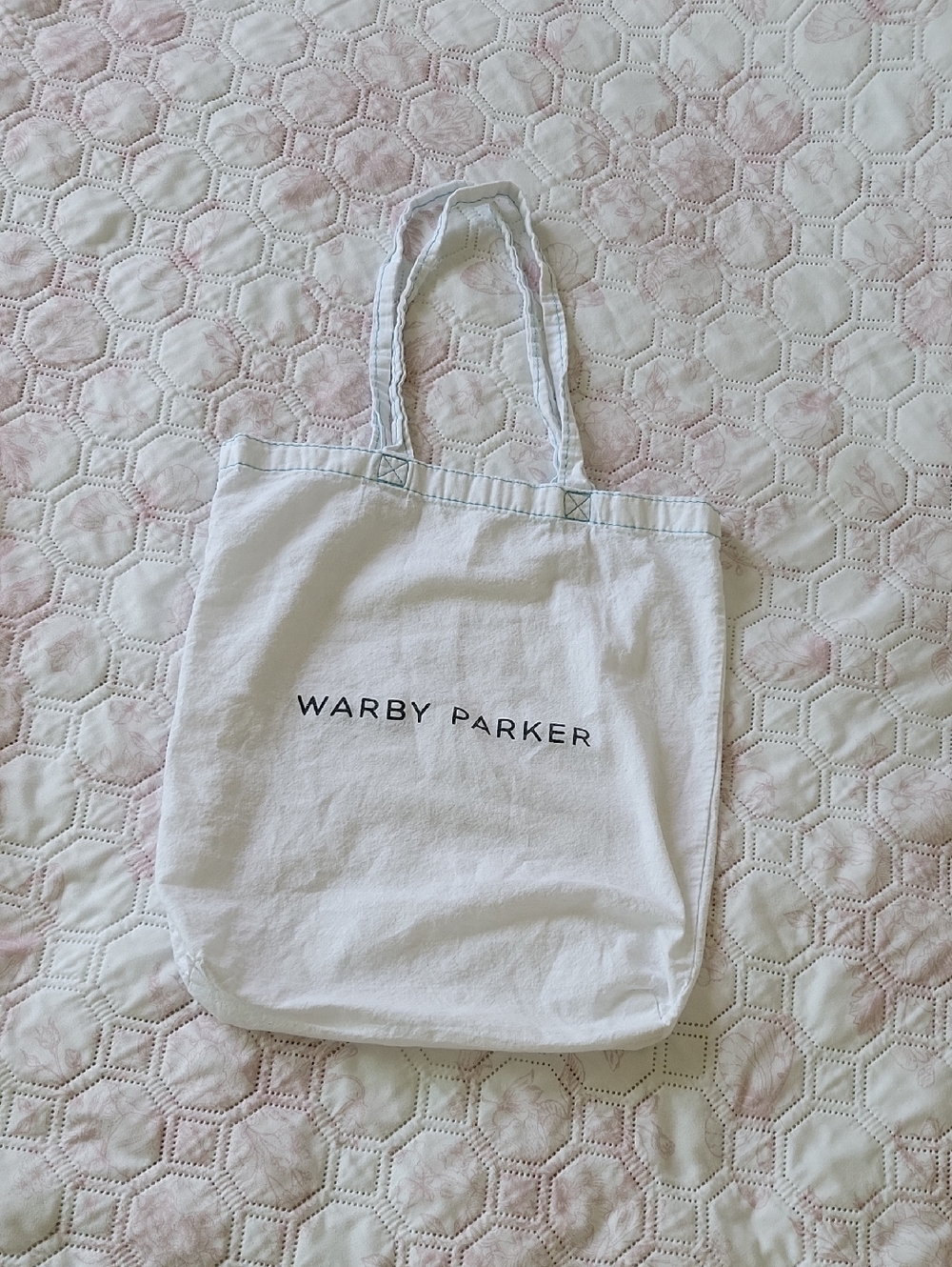 Warby Parker White Canvas Logo Tote